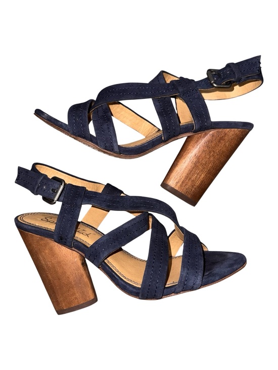 Splendid Shoes - Splendid Navy Suede Strappy Block Heel Sandals